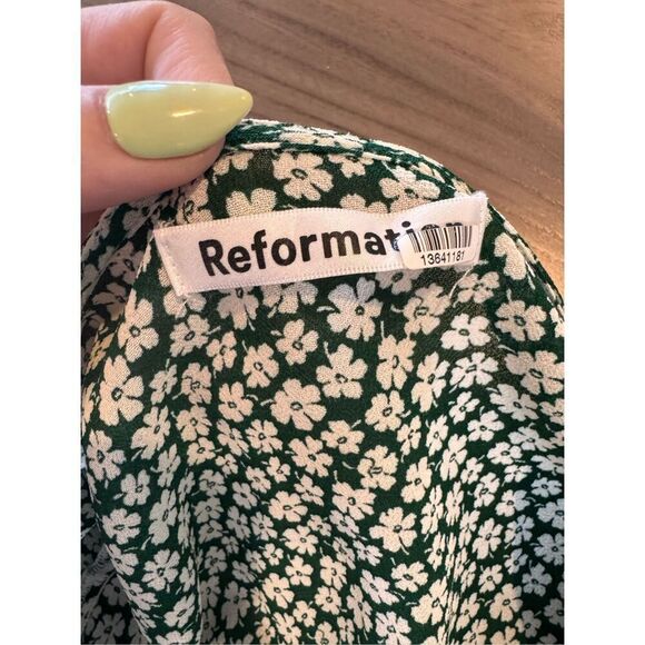 Reformation Venezuela Sammy Green Floral Wrap Mini Dress - Picture 6 of 6